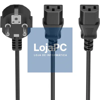 Cabo Alimentação CPU Aisens A132-0865/ CEE7 Macho - 2x C13 Fêmea/ 3m/ Preto