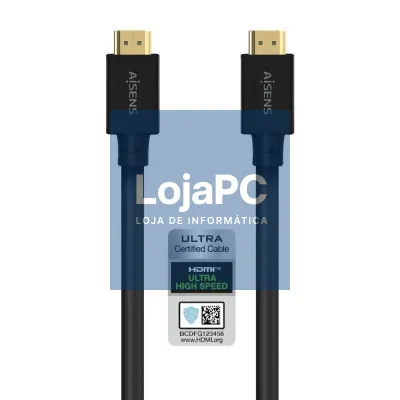 Cabo HDMI 2.1 8K Aisens A150-0680/ HDMI Macho - HDMI Macho/ 5m/ Certificado/ Preto