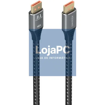 Cabo DisplayPort 2.1 16K Aisens A158-0903/ DisplayPort Macho - DisplayPort Macho/ 80Gbps/ 2m/ Preto