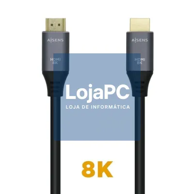 Cabo HDMI 2.1 8K Aisens A150-0428/ HDMI Macho - HDMI Macho/ 2m/ Cinzento Preto
