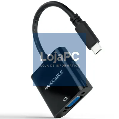 Cabo Conversor Nanocable 10.16.4101-BK/ USB Tipo-C Macho - VGA Fêmea/ 10cm/ Preto