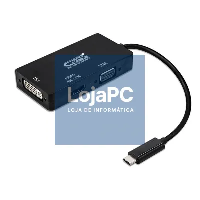 Conversor Nanocable 10.16.4301-BK/ USB Tipo-C Macho - VGA Fêmea/ DVI Fêmea/ HDMI Fêmea/ 10cm/ Preto
