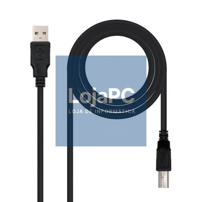 Cabo USB 2.0 Impressora Nanocable 10.01.0104-BK/ USB Tipo-B Macho - USB Macho/ 3m/ Preto