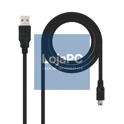 Cabo USB 2.0 Nanocable 10.01.0401/ USB Macho - MiniUSB Macho/ 1m/ Preto