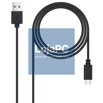 Cabo USB 2.0 Nanocable 10.01.2103/ USB Macho - USB Tipo-C Macho/ 480Mbps/ 3m/ Preto