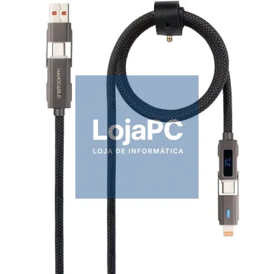 Cabo USB 2.0 Tipo-C Nanocable 10.01.2501/ USB Tipo-C Macho + USB Macho - USB Tipo-C Macho + Lightning Macho/ até 27W/ 480Mbps/ 1m/ Preto