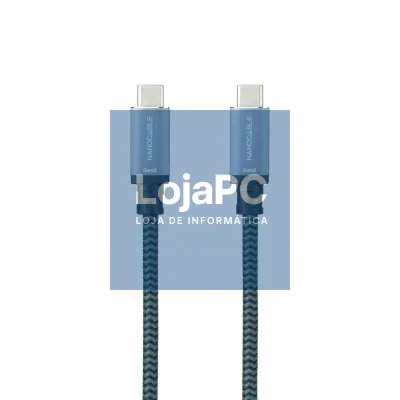 Cabo USB 3.1 Tipo-C Nanocable 10.01.4102-COMB/ USB Tipo-C Macho - USB Tipo-C Macho/ até 100W/ 10Gbps/ 2m/ Cinzento y Preto