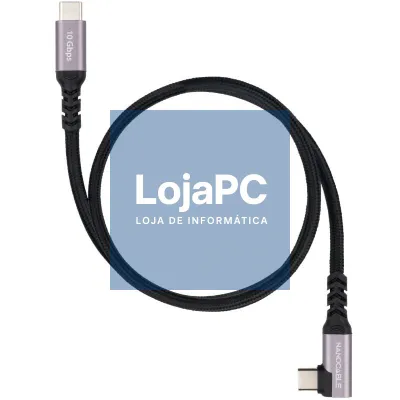 Cabo USB 3.2 Tipo-C Acodado Nanocable 10.01.4702/ USB Tipo-C Macho - USB Tipo-C Macho/ até 100W/ 10Gbps/ 2m/ Preto