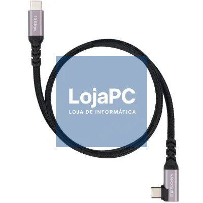 Cabo USB 3.2 Tipo-C Acodado Nanocable 10.01.4703/ USB Tipo-C Macho - USB Tipo-C Macho/ até 100W/ 10Gbps/ 3m/ Preto