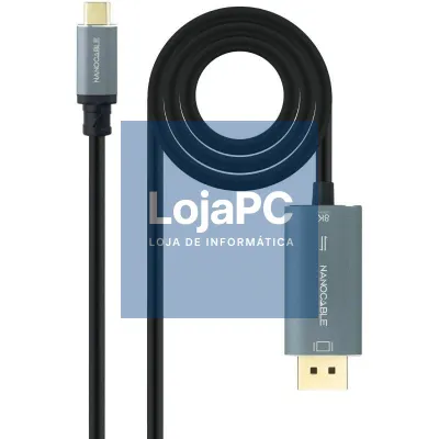 Cabo Conversor Nanocable 10.15.5022/ USB Tipo-C Macho - Displayport Macho/ 2m/ Preto