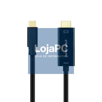 Cabo Conversor Nanocable 10.15.5133/ USB Tipo-C Macho - HDMI Macho/ 3m/ Preto