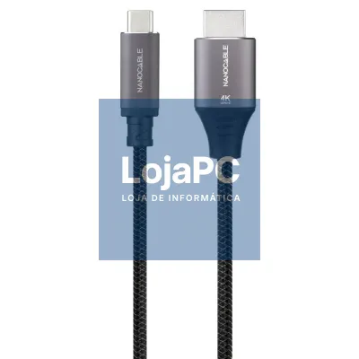 Cabo Conversor Nanocable 10.15.5262/ USB Tipo-C Macho - HDMI Macho/ 1.8m/ Preto