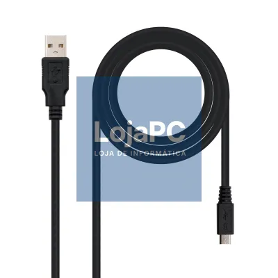 Cabo USB 2.0 Nanocable 10.01.0503/ USB Macho - MicroUSB Macho/ 3m/ Preto