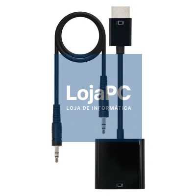 Conversor Nanocable 10.16.2001-BK/ HDMI Macho - VGA Fêmea/ Jack 3.5 Fêmea/ 10cm/ Preto