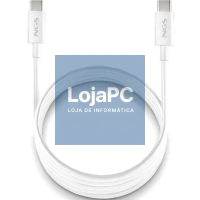 Cabo USB 2.0 Tipo-C NGS ZYRO 60W-1/ USB Tipo-C Macho - USB Tipo-C Macho/ até 60W/ 480Mbps/ 1m/ Branco