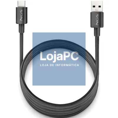 Cabo USB 2.0 NGS ZYRO-AC/ USB Macho - USB Tipo-C Macho/ até 15W/ 480Mbps/ 1m/ Preto