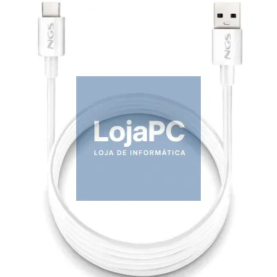 Cabo USB 2.0 NGS ZYRO-AC/ USB Macho - USB Tipo-C Macho/ até 15W/ 480Mbps/ 1m/ Branco