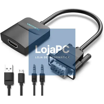 Cabo Conversor Vention ACNBD/ VGA Macho - HDMI Fêmea/ 50cm/ Preto