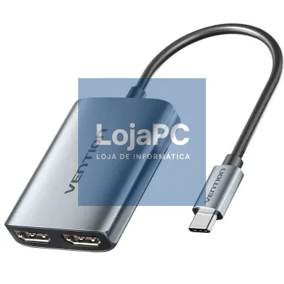 Cabo Conversor Vention ACZHB/ USB Tipo-C Macho - 2x HDMI Macho/ Cinzento