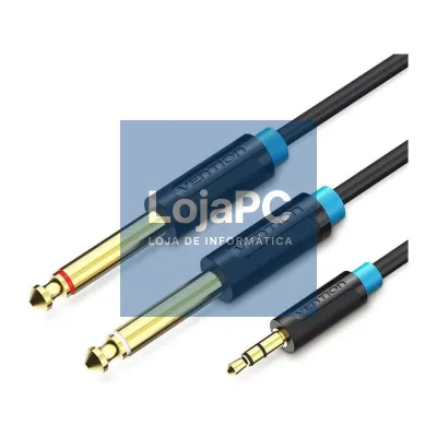Cabo Estéreo Vention BACBI/ Jack 3.5 Macho - 2x Jack 6.5 Macho/ 3m/ Preto