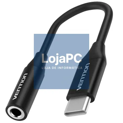 Conversor Vention BIHBA/ Jack 3.5 Fêmea - USB Tipo-C Macho/ 10cm/ Preto
