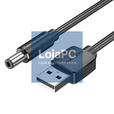 Cabo Alimentação Vention CEYBF/ USB-A Macho - DC 5.5mm Macho/ 1m/ Preto