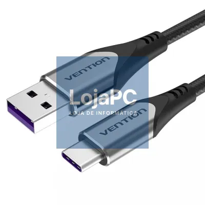 Cabo USB 2.0 Tipo-C Vention COFHG/ USB Tipo-C Macho - USB Macho/ até 100W/ 480Mbps/ 1.5m/ Cinzento