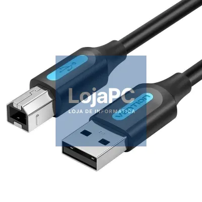 Cabo USB 2.0 Impressora Vention COQBL/ USB Tipo-B Macho - USB Macho/ 480Mbps/ 10m/ Preto