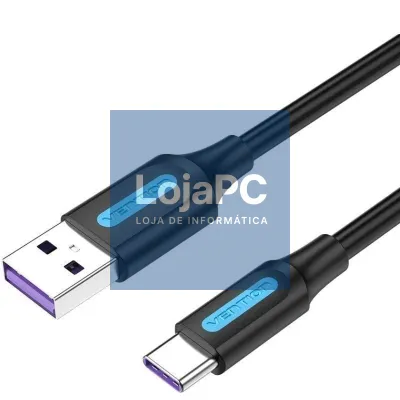Cabo USB 2.0 Tipo-C Vention CORBD/ USB Macho - USB Tipo-C Macho/ 480Mbps/ 50cm/ Preto