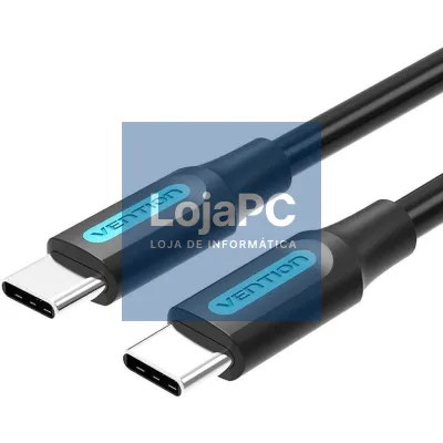 Cabo USB 2.0 Tipo-C Vention COSBD/ USB Tipo-C Macho - USB Tipo-C Macho/ até 60W/ 480Mbps/ 50cm/ Preto