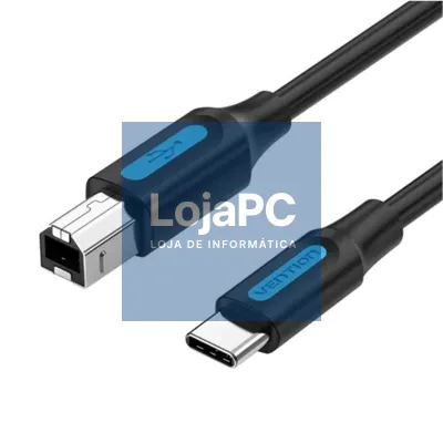 Cabo USB 2.0 Tipo-C Vention CQUBH/ USB Tipo-B Macho - USB Tipo-C Macho/ 480Mbps/ 2m/ Preto
