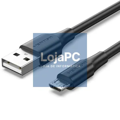 Cabo USB 2.0 Vention CTIBC/ USB Macho - MicroUSB Macho/ até 60W/ 480Mbps/ 25cm/ Preto