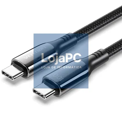 Cabo USB 2.0 Tipo-C 5A 100W Vention CTKBAV/ USB Tipo-C Macho - USB Tipo-C Macho/ até 100W/ 480Mbps/ 1.2m/ Preto