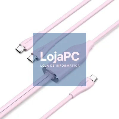Cabo USB Tipo-C Vention CTMPG/ USB Tipo-C Macho - 2 x USB Tipo-C Macho/ até 100W/ 480Mbps/ 1.5m/ Rosa