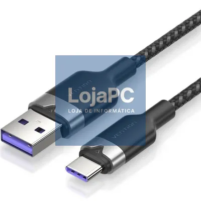 Cabo USB 2.0 Tipo-C Vention CTOBH/ USB Tipo-C Macho - USB Macho/ até 100W/ 480Mbps/ 2m/ Preto