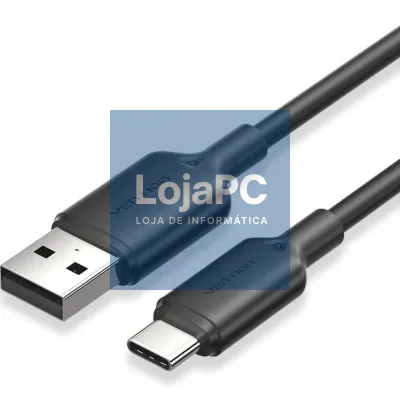 Cabo USB 2.0 Tipo-C Vention CTQBH/ USB Tipo-C Macho - USB Macho/ até 60W/ 480Mbps/ 2m/ Preto