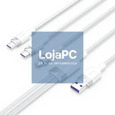 Cabo USB 2.0 Lightning Vention CTRWG/ USB Macho/ USB Tipo-C Macho - MicroUSB Macho - Lightning Macho/ 1.5m/ Branco
