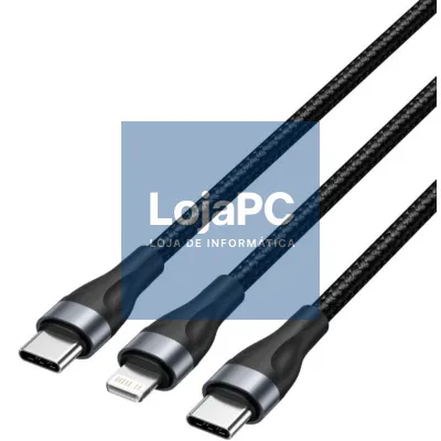 Cabo USB Tipo-C Vention H17BAV/ USB Tipo-C Macho - Lightning Macho/ USB Tipo-C Macho/ 60W/ 480Mbps/ 1.2m/ Preto