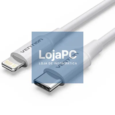 Cabo USB 2.0 Tipo-C Lightning Vention LAJWF/ USB Tipo-C Macho - Lightning Macho/ até 27W/ 480Mbps/ 1m/ Branco