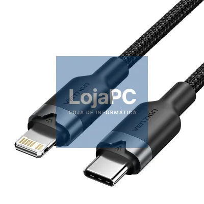 Cabo USB Tipo-C Lightning Vention LALBH/ USB Tipo-C Macho - Lightning Macho/ 27W/ 480Mbps/ 2m/ Preto