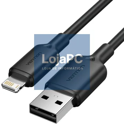 Cabo USB 2.0 Lightning Vention LAMBH/ USB Macho - Lightning Macho/ 480Mbps/ 2m/ Preto