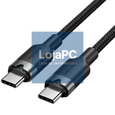 Cabo USB 2.0 Tipo-C 3A Vention TRDBH/ USB Tipo-C Macho - USB Tipo-C Macho/ até 60W/ 480Mbps/ 2m/ Preto