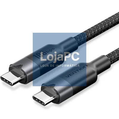 Cabo USB 3.2 Tipo-C 5A Vention TRGBF/ USB Tipo-C Macho - USB Tipo-C Macho/ até 100W/ 10Gbps/ 1m/ Preto