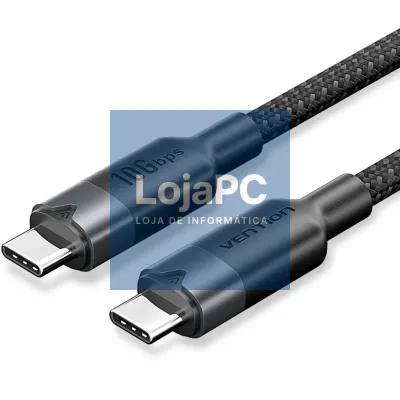 Cabo USB 3.2 Tipo-C 5A Vention TRGBH/ USB Tipo-C Macho - USB Tipo-C Macho/ até 100W/ 10Gbps/ 2m/ Preto