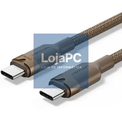 Cabo USB 2.0 Tipo-C 5A Vention TRIJF/ USB Tipo-C Macho - USB Tipo-C Macho/ até 240W/ 480Mbps/ 1m/ Dourado