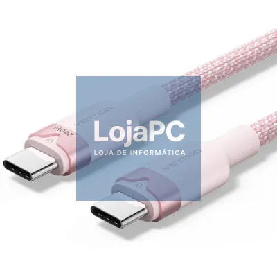Cabo USB 2.0 Tipo-C 5A Vention TRIPF/ USB Tipo-C Macho - USB Tipo-C Macho/ até 240W/ 480Mbps/ 1m/ Rosa