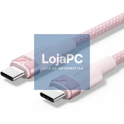 Cabo USB 2.0 Tipo-C 5A Vention TRIPH/ USB Tipo-C Macho - USB Tipo-C Macho/ até 240W/ 480Mbps/ 2m/ Rosa