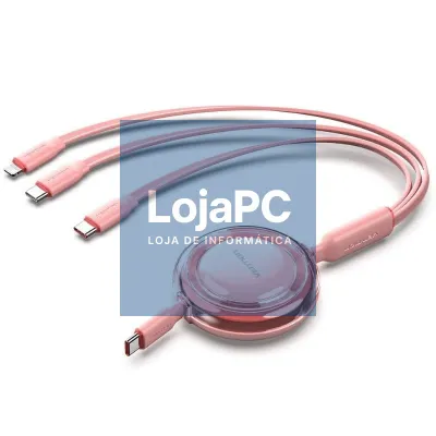 Cabo USB Tipo-C 2.0 5A Vention TRJPBE/ USB Tipo-C Macho - 3x USB Tipo-C Macho/ até 100W/ 480Mbps/ 1.1m/ Rosa