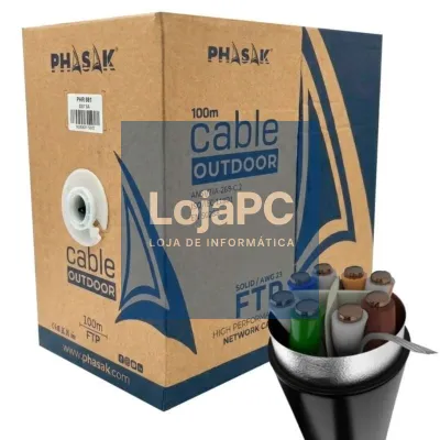 Bobina de Cabo RJ45 FTP Phasak PHR 681 Cat.6A/ 100m/ Cinzento