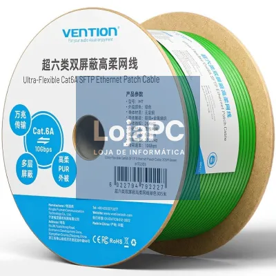 Bobina de Cabo RJ45 SFTP Vention IHTG305 Cat.6A/ 305m/ Verde
